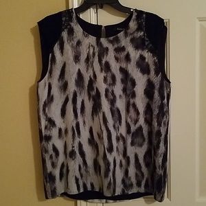 Silver Animal Print Silk Top